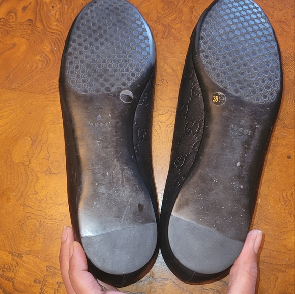 Gucci GG Logo Web Green Red Genuine leather Black Flat Loafers Shoes - Picture 8 of 9